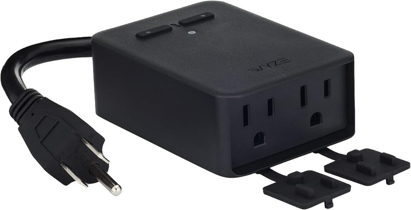 WYZE Plug Outdoor, Dual Outlets Energy Monitoring, IP64, 2.4GHz WiFi Smart Plug, Works with Alexa, Google Assistant, IFTTT, No Hub Required, Black - Image 1