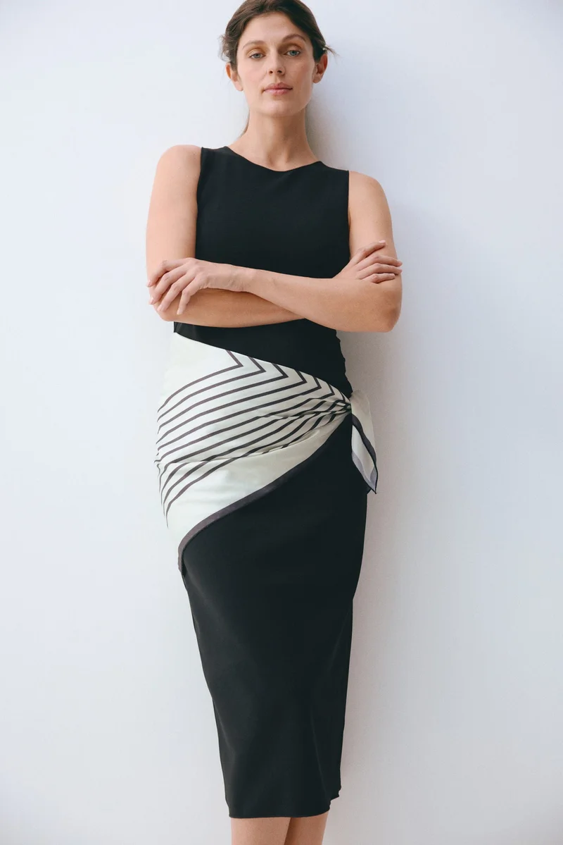 MAMA Scarf-detail dress