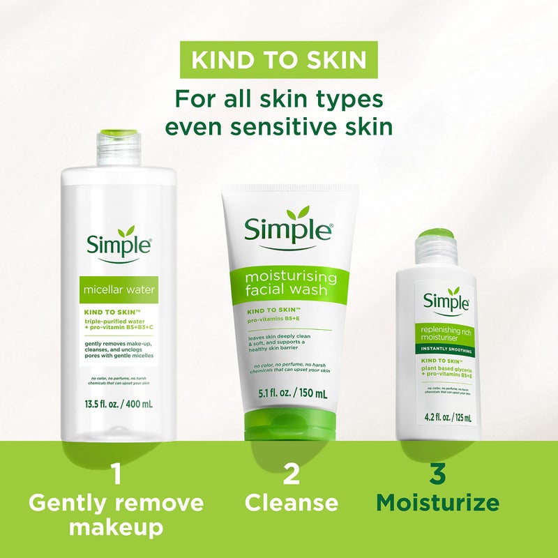 simple مرطب وجه بسيط لطيف على البشرة للبشرة الحساسة مع ترطيب غني يدوم 12 ساعة لجميع أنواع البشرة 4.2 أونصة - Image 5