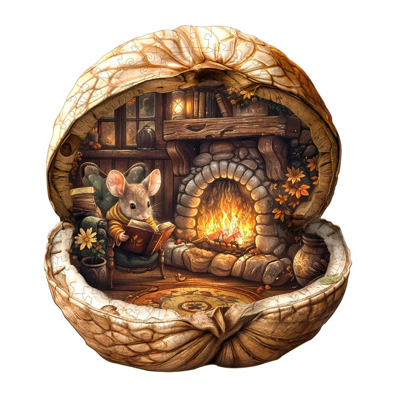 WOODBESTS Wooden Puzzles for Adults Mouses Walnut House Mouse Wooden Jigsaw Puzzle Unique Animal Wood Puzzles Adult Xmas Gifts for Puzzle Lovers185 Pcs M 114x102 - Image 3