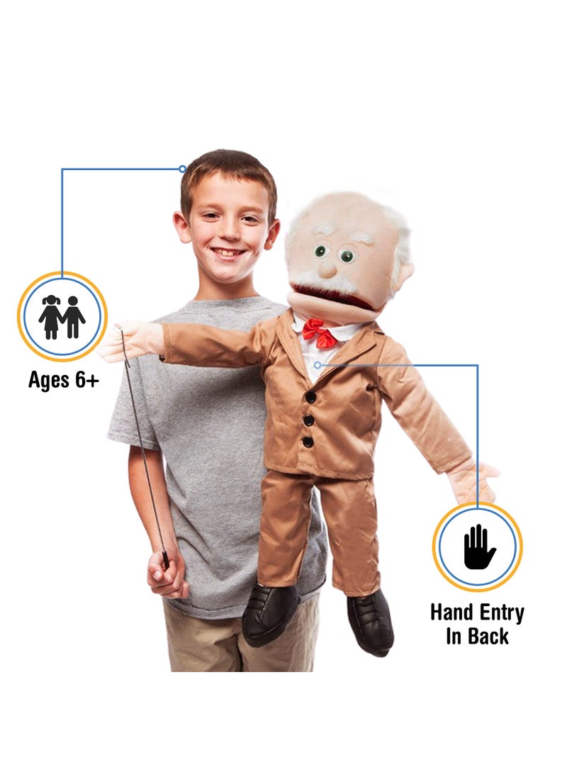 Silly Puppets 25" Pops, Peach Grandfather, Full Body, Ventriloquist Style Puppet  - Image 2