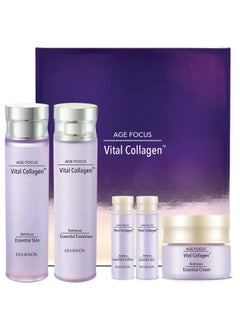Isa Knox ISA KNOX AGE FOCUS VITAL COLLAGEN SKINCARE GIFT SET (370ml / 12.51 Fl Oz) - Korean Luxury Premium High-end Skin Toner, Emulsion Lotion, Cream by LG BEAUTY. Hydrolyzed Collagen, Vitamin B12, E, C.  - Image 1