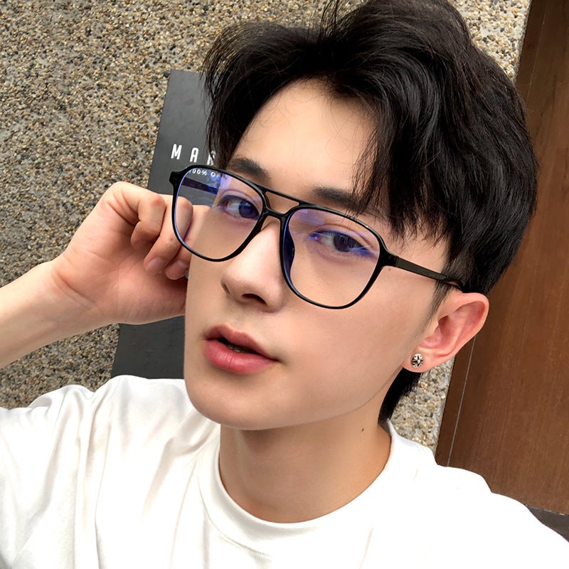 Generic Black Frame Glasses Men Can Match Myopia Lens Mobile Phone Computer Goggles Eye Frame Frame Womens Large Frame Round Face Slimming Black 
