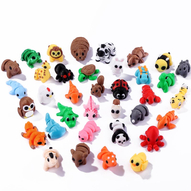 Celltestria 36Pcs Mini 3D Printed Animals for Kids Little 3D Printed Toys for Party Favors Gifts Exchange 3D Printed Figurines for Classroom Prize Rewards Goodie Bags - Image 1