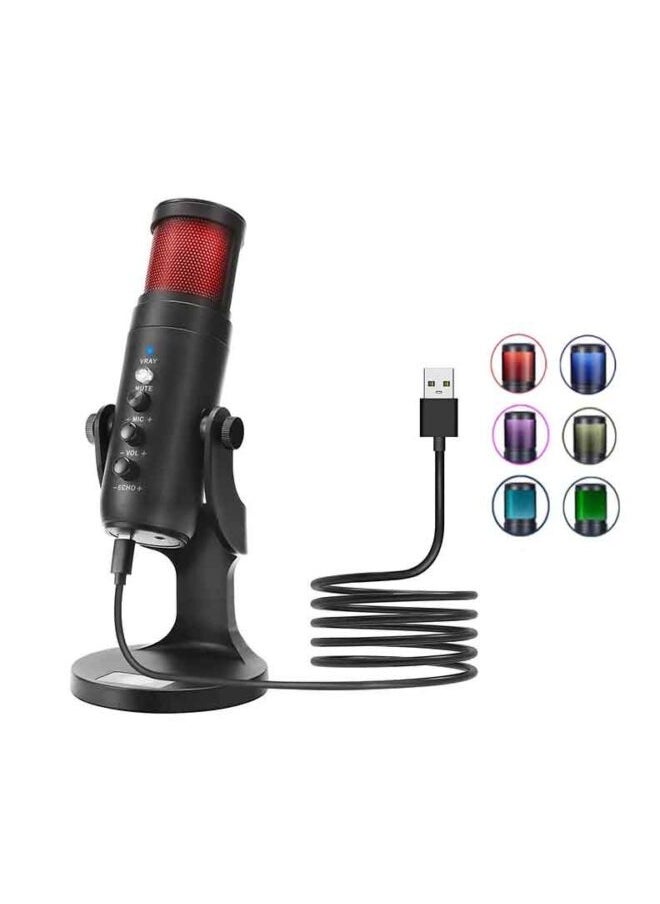 Jmary Jmary USB Condenser RGB Microphone PW9 for Computer 360 Degree Adjustable Mic Stand for Gaming Streaming Podcasting Recording  - Image 1