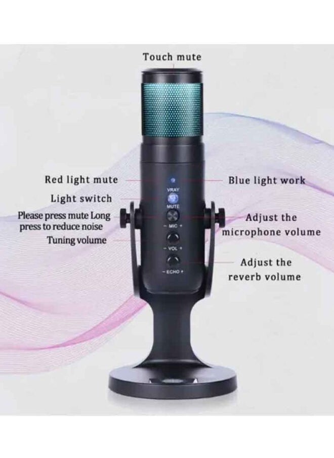 Jmary Jmary USB Condenser RGB Microphone PW9 for Computer 360 Degree Adjustable Mic Stand for Gaming Streaming Podcasting Recording  - Image 2