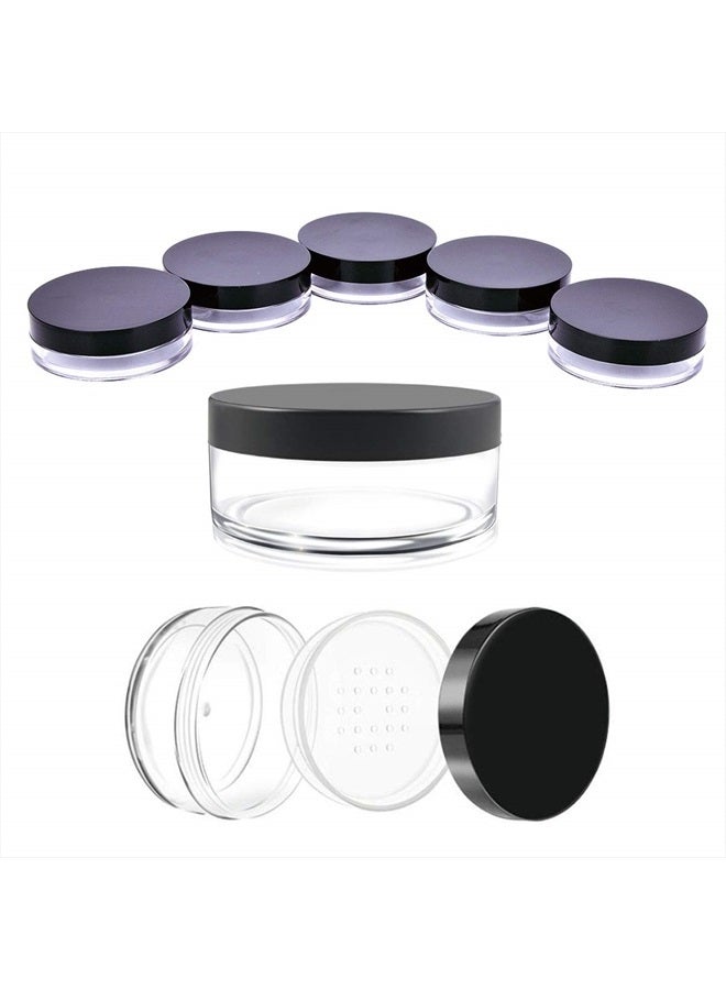 AKOAK Capacity 30 ml(1 oz) Empty Reusable Plastic Loose Powder Compact Container DIY Makeup Powder Case with Sifter and Lined Screw Lid,Pack of 4 - Image 2