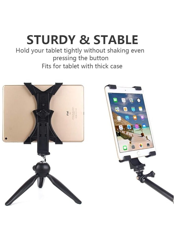 erorex - iPad Tripod Mount Adapter Universal Tablet Clamp Holder Fits Ipad, Ipad Air, Ipad Mini, Microsoft Surface, Nexus and Most Tablets, Use on Tripod, Monopod, Selfie Stick, Tabletop Tripod Stand Etc - Image 1