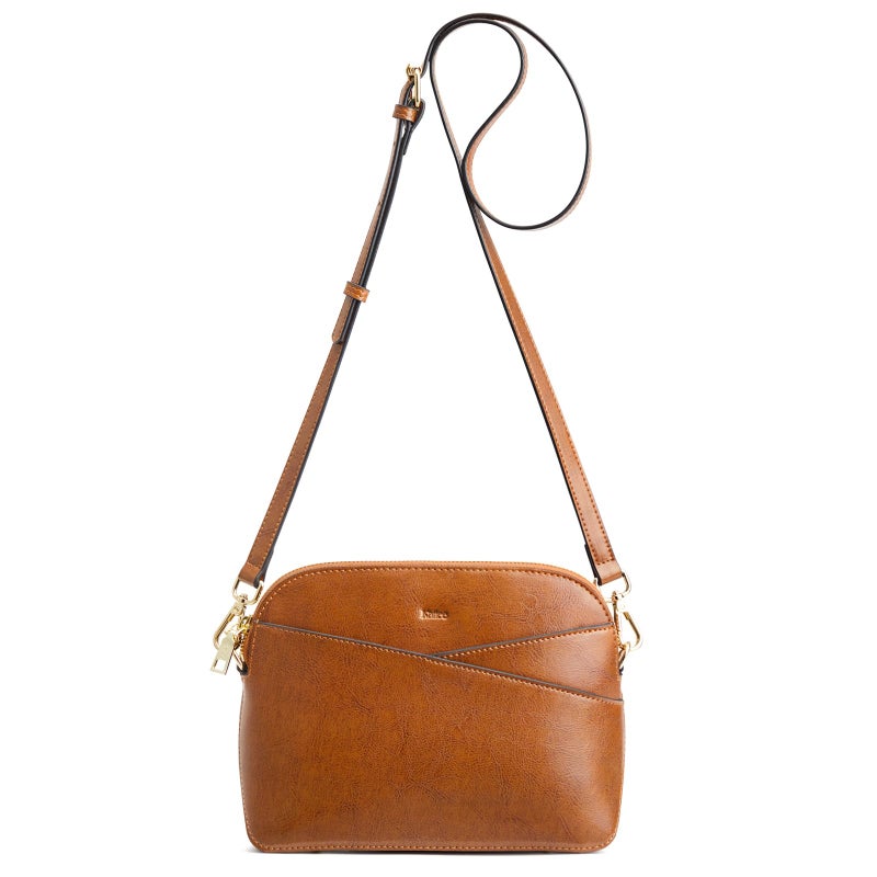 Kattee Small Leather Crossbody Bags for Women, Trendy Purses Handbags Shoulder Bag, Genuine Leather Cross Body Bag for Woman, Light Brown - Image 1