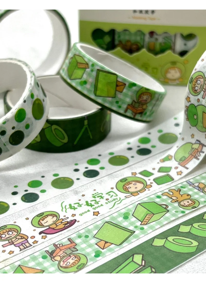 Kağıt Gemi Dükkan Paper Ship Shop Cute Fruit Green 4-Piece Washi Tape Set / Washi Tape / Bullet Journal / Scrapbook