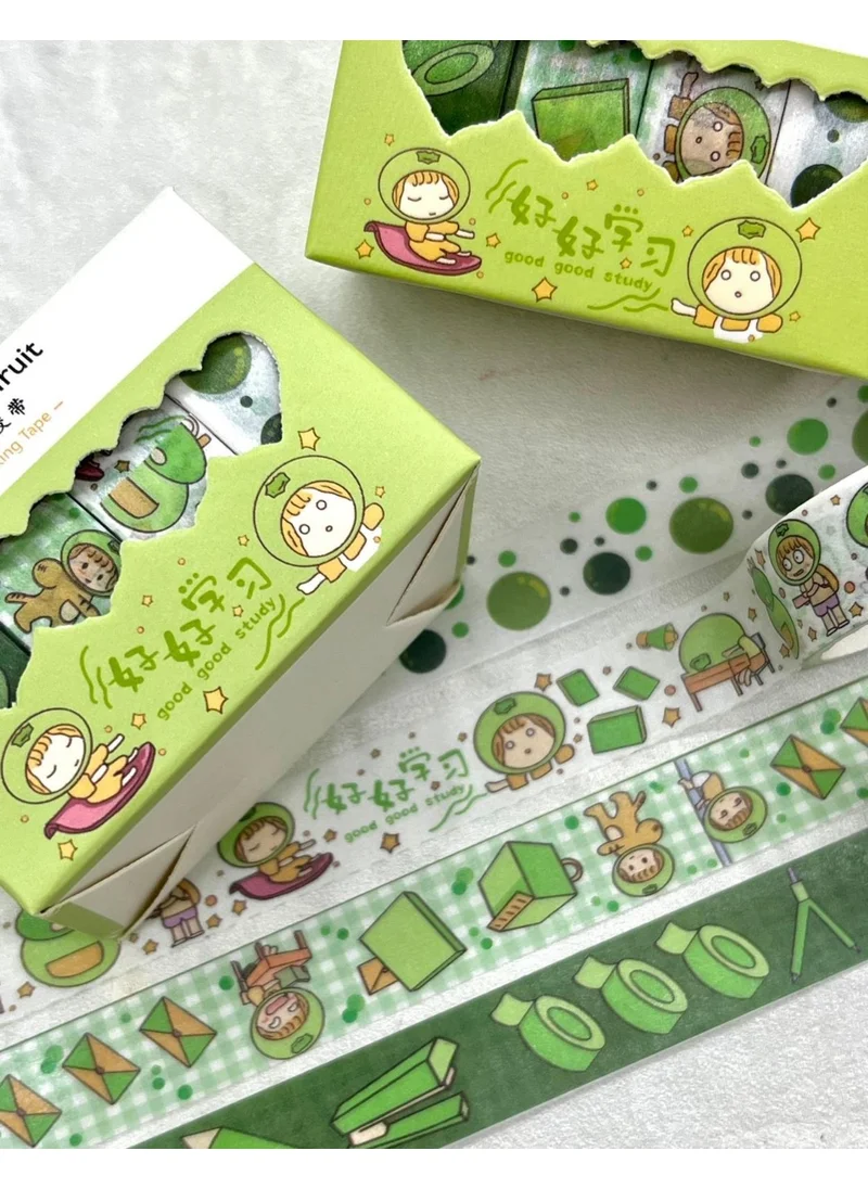 Kağıt Gemi Dükkan Paper Ship Shop Cute Fruit Green 4-Piece Washi Tape Set / Washi Tape / Bullet Journal / Scrapbook