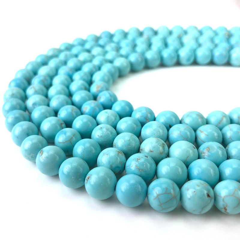 6mm Blue Turquoise Beads Round Gemstone Loose Beads for Jewelry Making 6064pcsstrand