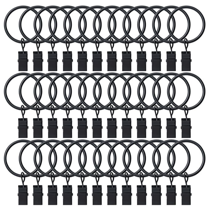 36 Pack Curtain Rings with Clips Drapery Clips with Rings Hangers Drapes Rings Drapery Rings 126 inch Fits up to 1 inch Diameter Curtain Rod for Hanging Drapes Bows Hat and So On