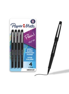 Paper Mate Flair Felt Tip Pens, Medium Point (0.7Mm), Black, 4 Count  - Image 1