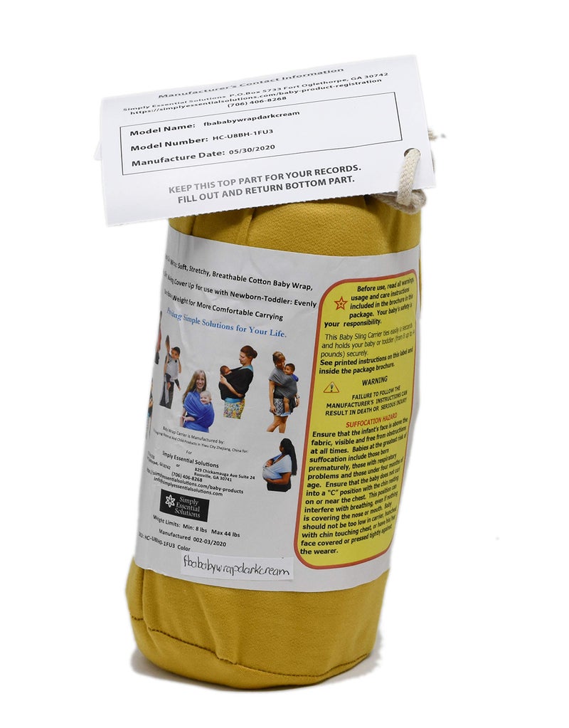 Simply Essential Solutions حمالة أطفال ناعمة ومرنة، قماش قطن، حمالة أطفال، غطاء للرضاعة للاستخدام مع حديثي الولادة - الأطفال الصغار: توزع الوزن بالتساوي لراحة أكبر أثناء الحمل (كريم داكن) - Image 2
