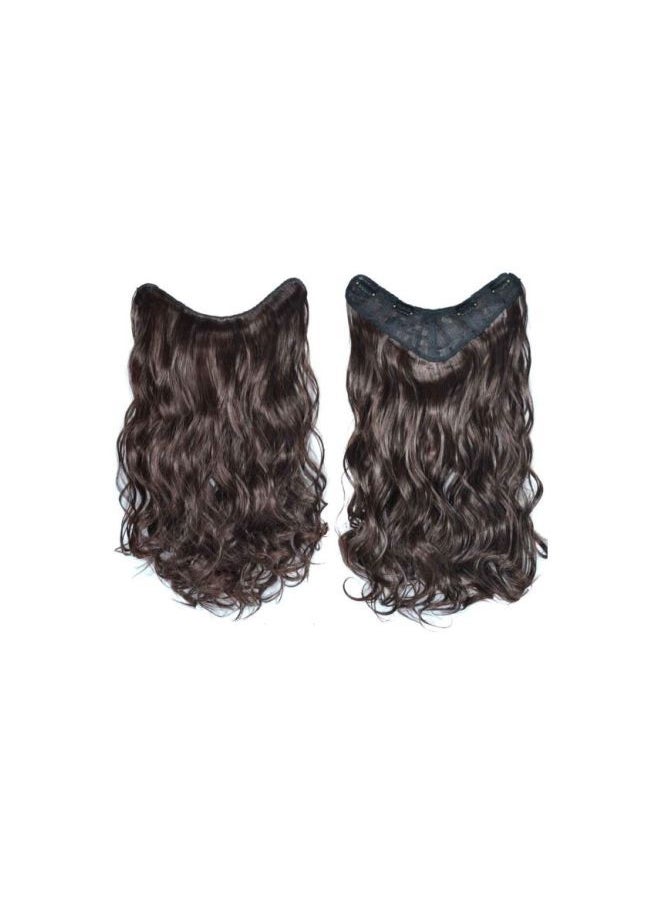 NIBEMINENT Long Curly V Shaped Hair Extension Brown 
