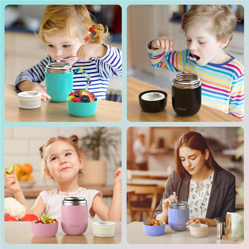 DaCool Food Thermo for Hot Food Insulated Food Jar 16 Ounce Vacuum Stainless Kids Lunch Thermo Container Bento for Kids Adult with Spoon Leakproof for School Office Picnic Travel Outdoors,Cyan Blue - Image 5