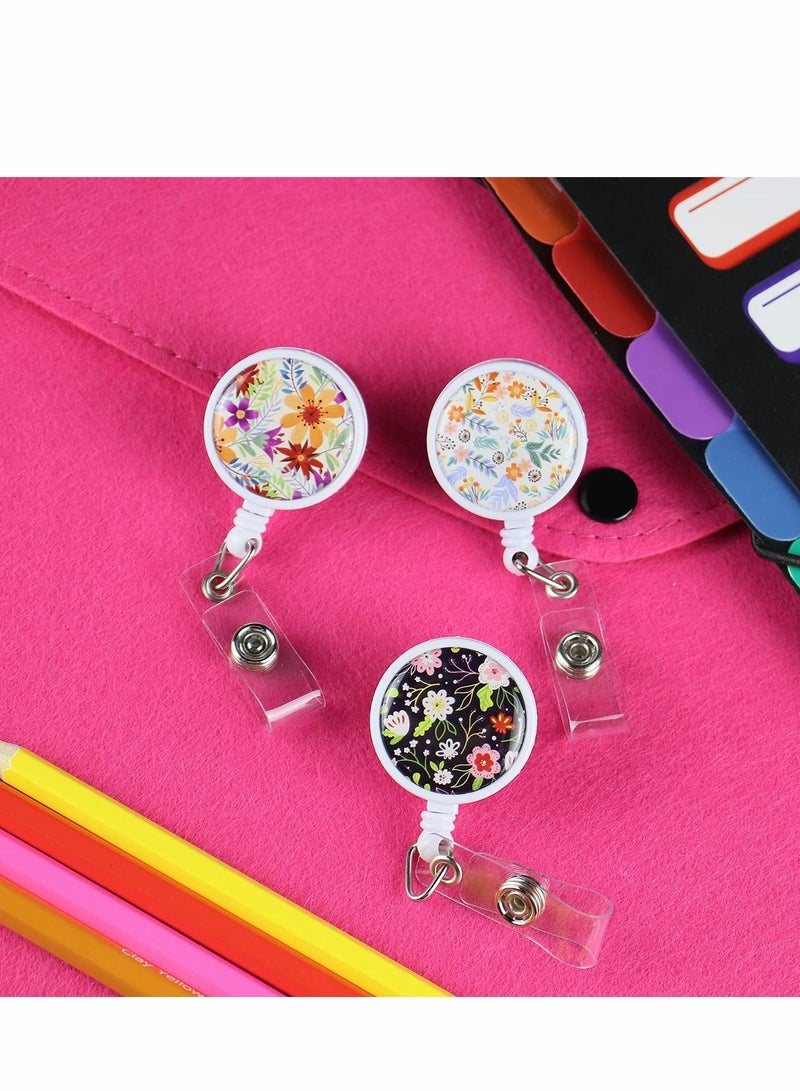 KASTWAVE حامل شارة الهوية القابل للسحب مع مشبك، زهور، حامل بطاقة قابل للسحب لموظفي المكتب والمعلمين والأطباء والممرضات (عبوة من 3 قطع على شكل زهرة) - Image 4