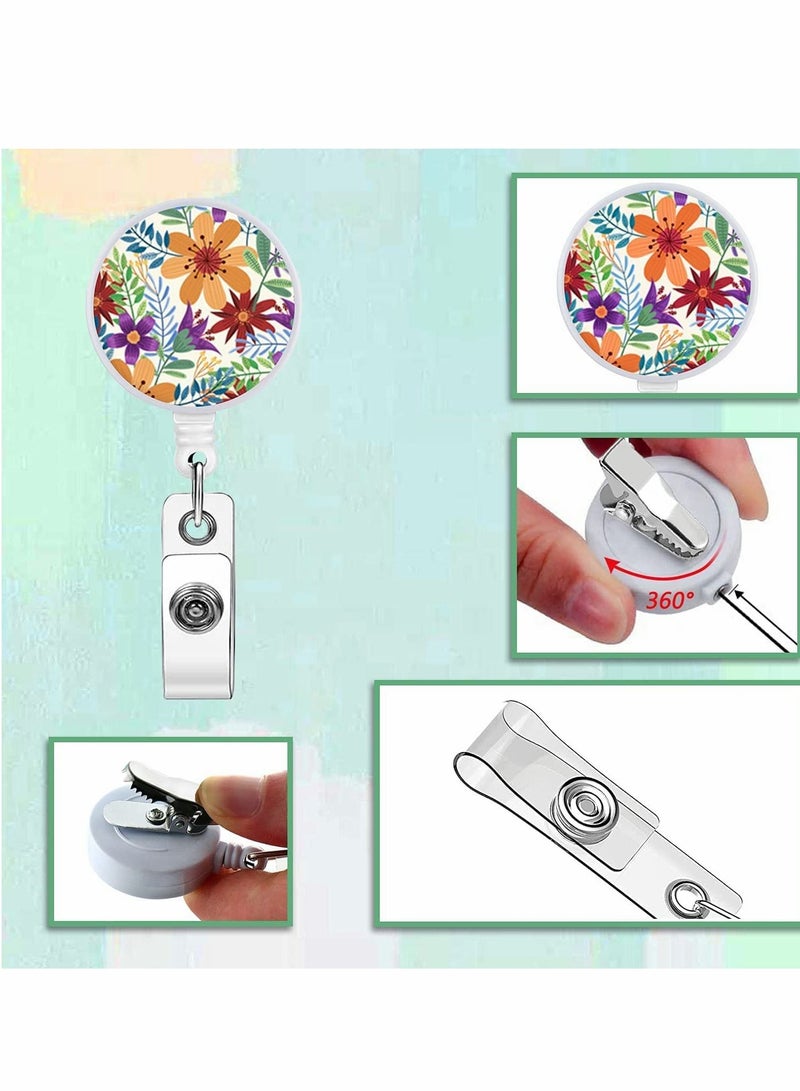 KASTWAVE حامل شارة الهوية القابل للسحب مع مشبك، زهور، حامل بطاقة قابل للسحب لموظفي المكتب والمعلمين والأطباء والممرضات (عبوة من 3 قطع على شكل زهرة) - Image 5