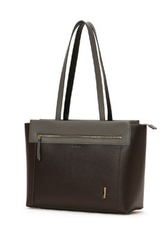 Mokobara MOKOBARA | The Dawn Tote Shoulder Bag Fits Upto 14" Laptop, Perfect for Work & Daily Use, Crafted with Vegan Leather, Designed for Women (Black Coffee)  - Image 1