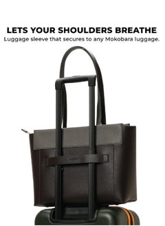 Mokobara MOKOBARA | The Dawn Tote Shoulder Bag Fits Upto 14" Laptop, Perfect for Work & Daily Use, Crafted with Vegan Leather, Designed for Women (Black Coffee)  - Image 4