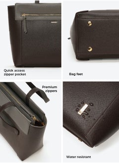 Mokobara MOKOBARA | The Dawn Tote Shoulder Bag Fits Upto 14" Laptop, Perfect for Work & Daily Use, Crafted with Vegan Leather, Designed for Women (Black Coffee)  - Image 5