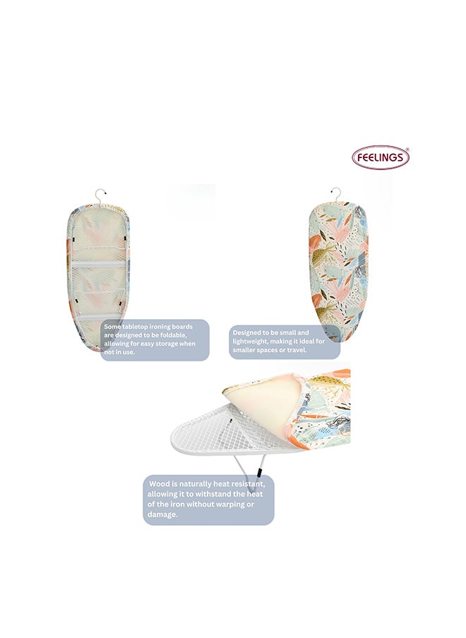Feelings - Table Top Mesh Ironing Board Multicolour Ironing Table With Iron Holder Foldable And Adjustable 77x31x12cm - Image 1