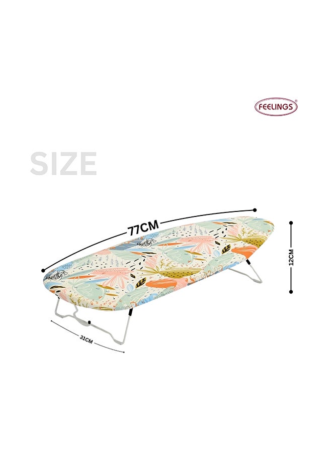 Feelings - Table Top Mesh Ironing Board Multicolour Ironing Table With Iron Holder Foldable And Adjustable 77x31x12cm - Image 1