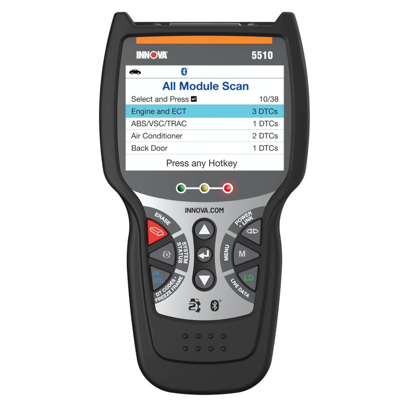 جهاز فحص OBD2 INNOVA 5510 أداة فحص لجميع أنظمة ABS خدمة الكاليبر عمر وسادة الفرامل قراءة مسح رموز ABSSRS إعادة تعيين ضوء الزيت تحديثات البيانات الحية مشمولة
