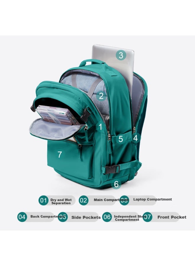 Landcase Large Capacity Backpack Travel Bag For Women Short-distance Travel Bag Business Trip Luggage Bag Men 3757 Dark Green - Image 2