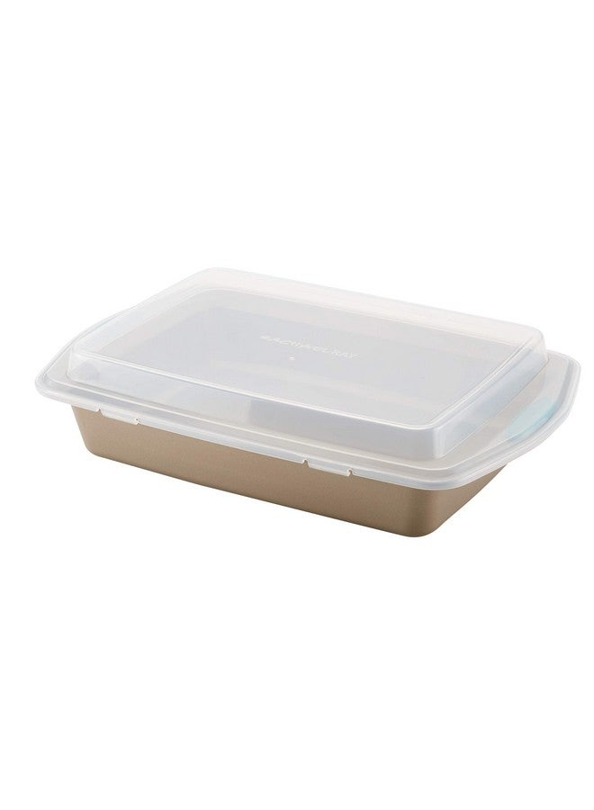 راتشل راي صينية خبز/كعكة غير لاصقة من راشيل راي كوتشينا مع غطاء ومقابض، مستطيلة - 9 بوصة × 13 بوصة، لون بني - Image 1