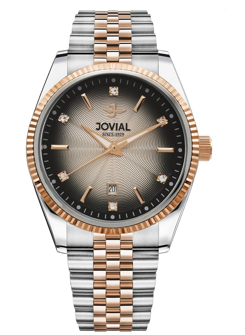 JOVIAL 5051GAMQ02E  Men's Fashion Watch, Quartz, Metal Band Watch, 40mm, Grey - Image 1