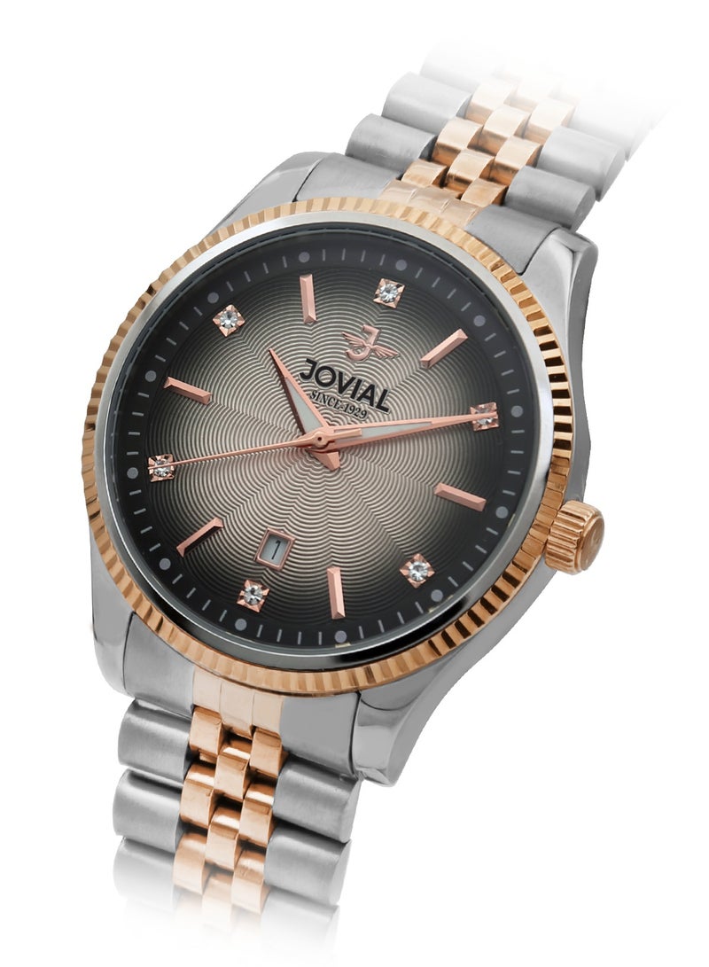 JOVIAL 5051GAMQ02E  Men's Fashion Watch, Quartz, Metal Band Watch, 40mm, Grey - Image 2