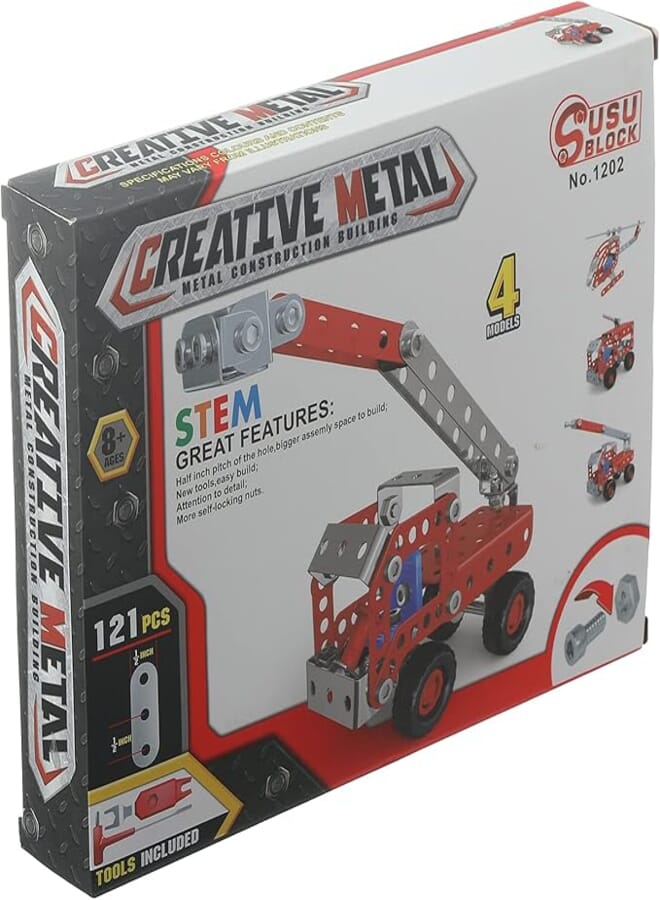 Susu Block Creative Metal Car Assembly Meccano, 121 Pieces