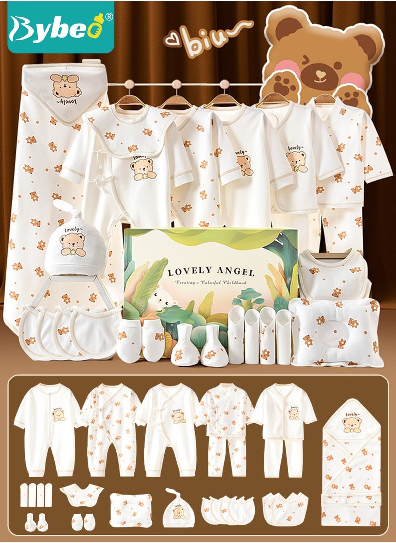 Bybeo 26PCS Newborn Baby Gifts Set, Newborn Layette Gift Set, Baby Clothes Accessories Set for Boys and Girls, Premium Cotton, Perfect Gift Box for Spring Summer Autumn Winter Four Seasons  - Image 1