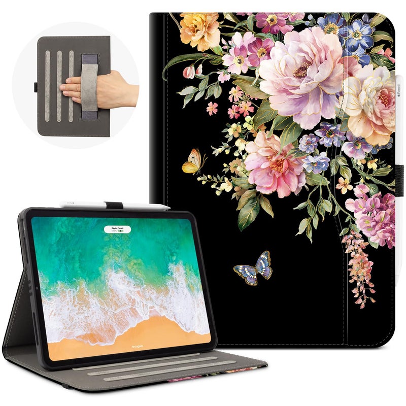 Vimorco iPad Air M3M2 11 Inch Case 20252024 Pink Flower iPad Air 5th4th Generation Cover 109inch iPad Pro 11 Inch Case 4th3rd2nd1st Generation Pencil HolderHand StrapPocket Butterfly