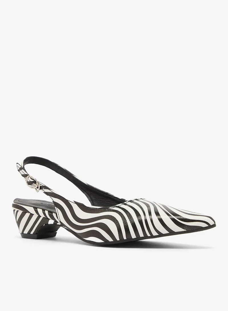 Ella Zebra Print Kitten Heel Sling Back Pumps