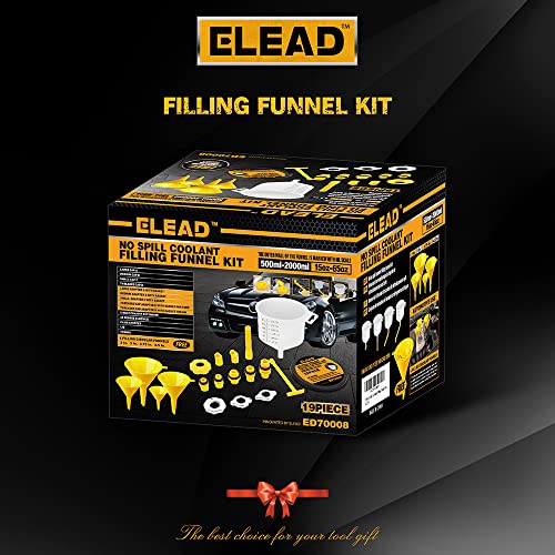 ELEAD No-Spill Coolant Funnel Kit - 19-Piece Radiator Funnel burping kit, coolant Bleeder kit, Extra Funnels and Adapters for Universal Vehicle - Image 2