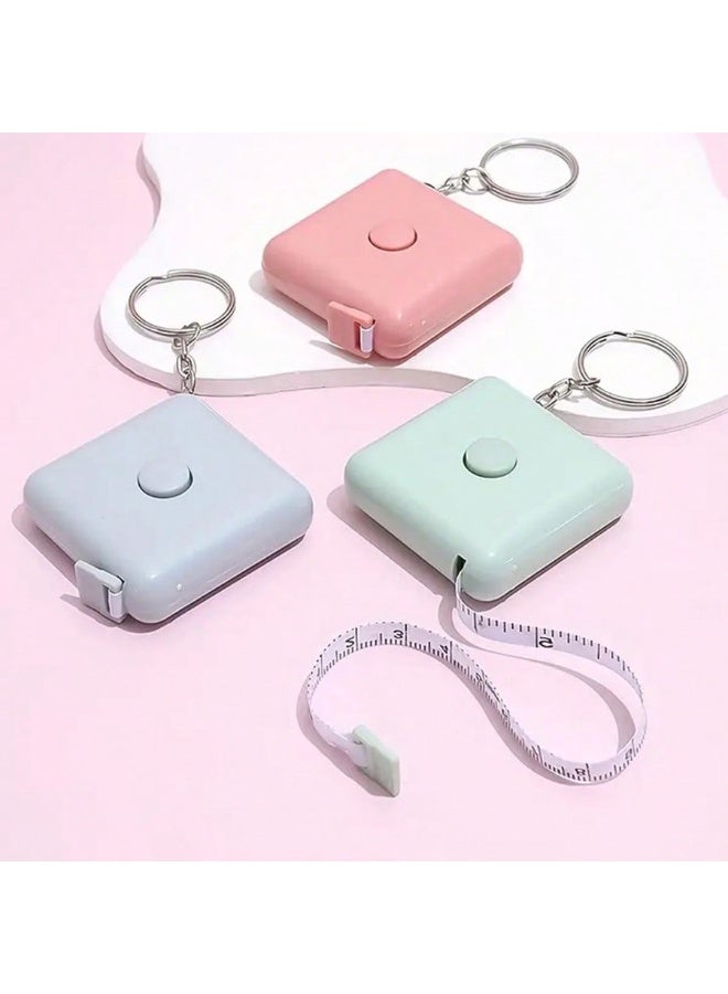 Miamia 3-Piece Mini Retractable Tailor Sewing Body Measuring Tape with Dual Scale for Sewing, Knitting, Crafts Pink, Blue, Green  - Image 3