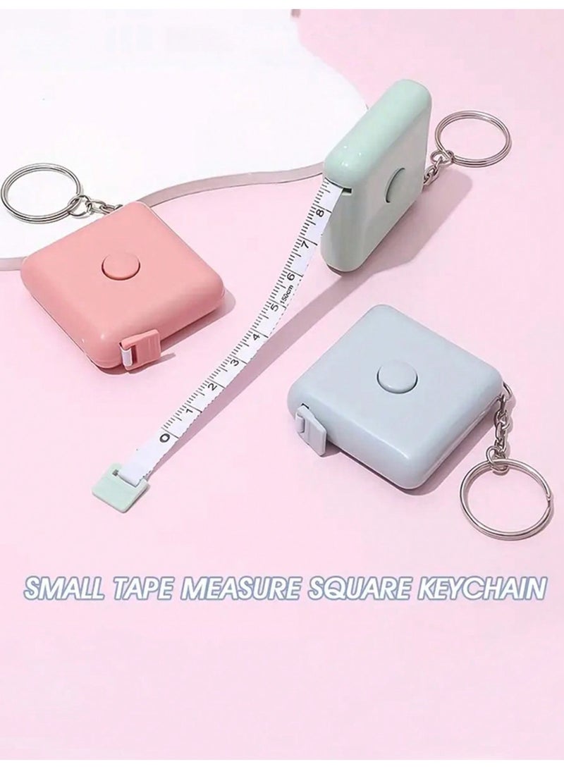 Miamia 3-Piece Mini Retractable Tailor Sewing Body Measuring Tape with Dual Scale for Sewing, Knitting, Crafts Pink, Blue, Green  - Image 4