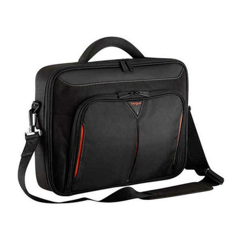 Targus Classic Clamshell Premium Protective Laptop Bag with Handles specifically designed to fit up to 14-Inch, Black/Red (CN414EU) - Image 1