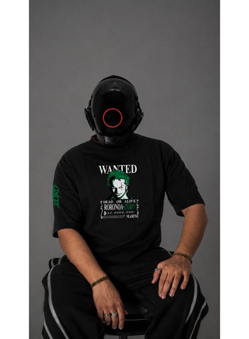 تي شيرت TOGNATION واسع بتصميم Roronoa Zoro الجرافيكي، أسود - Image 2