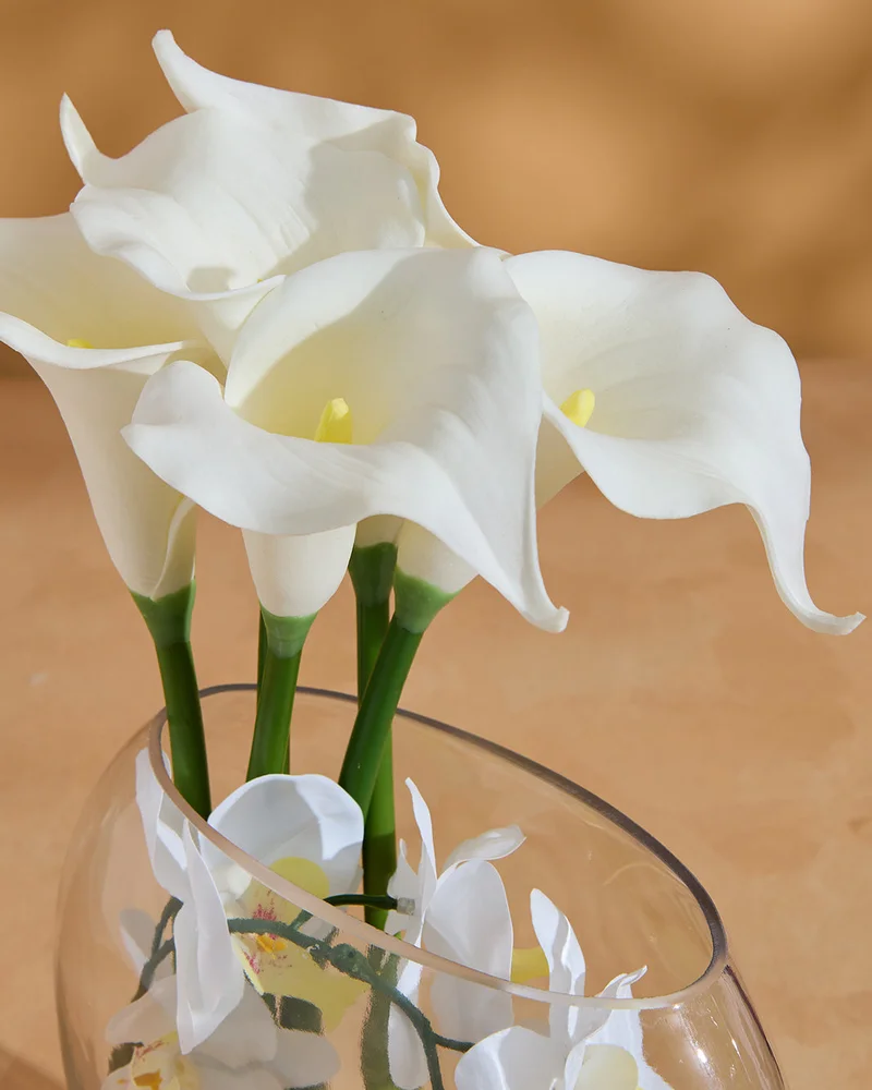 REDTAG White Artificial Calla Lily & Orchid in Glass Vase 35 × 20 cm