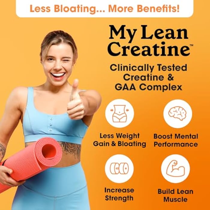 Fit & Lean Creatine for Women, My Lean Creatine Powder Complex with GAA, Muscle Performance, Cognitive Function and Less Bloating, Reduced Water Retention (6.46 Ounce (Pack of 1), Rainbow Sherbert) - Image 3