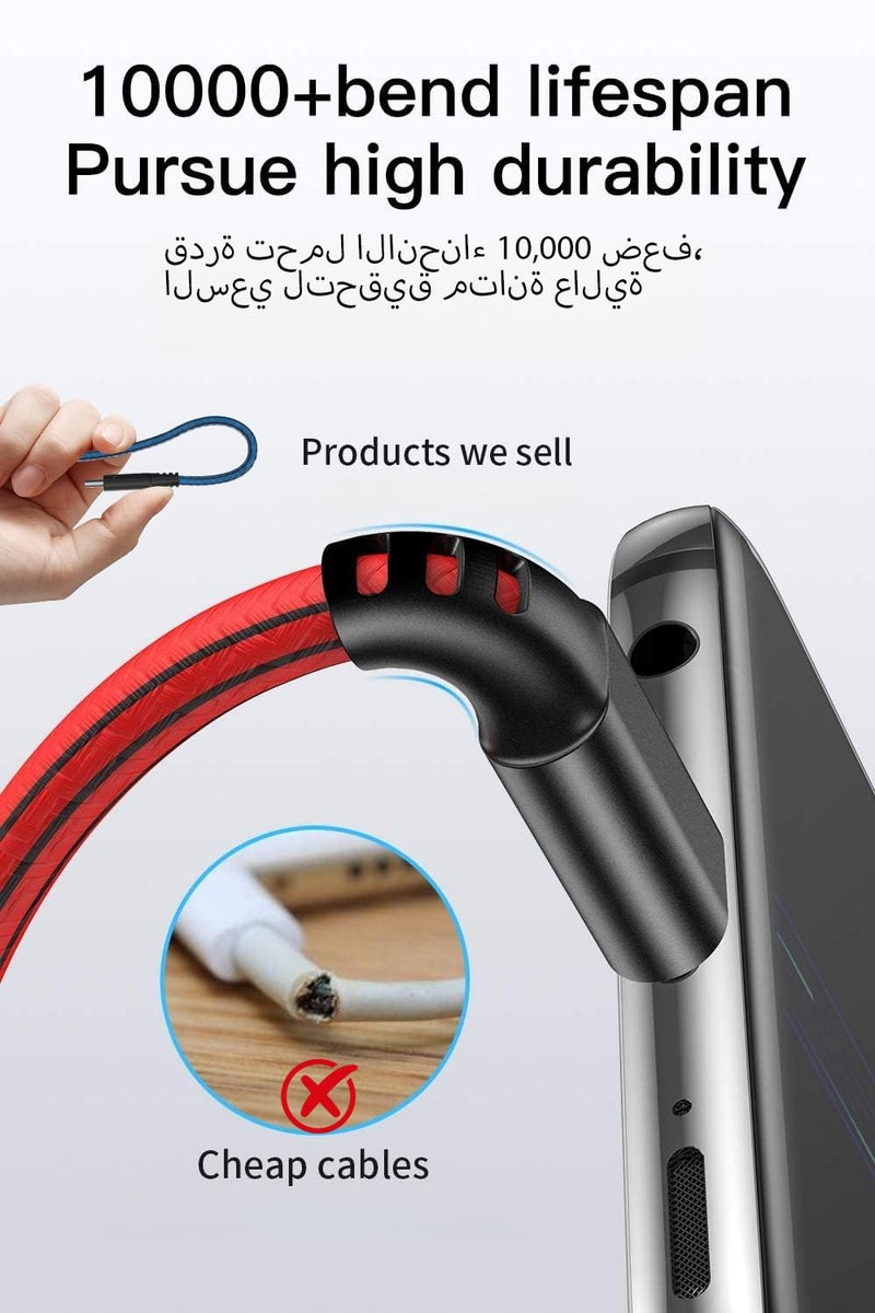 شيتيك كابل SCHITEC من النوع C، 5 قطع بطول 2 متر/6 أقدام، كابلات شاحن من USB-A إلى C مضفرة من PVC، نقل بيانات بسرعة 480 ميجابت/ثانية، فصل تيار 2.4 أمبير لسامسونج/هواوي/شاومي/ون بلس/لوميا/نيكسوس (النوع C، 5 ألوان، 2 متر) - Image 5