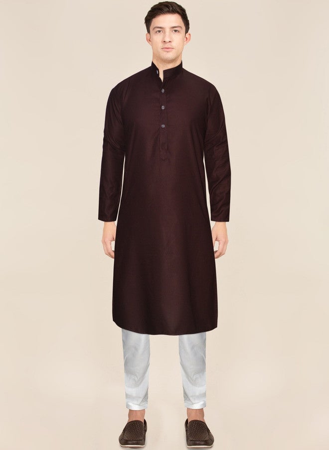 PREEN Men Brown Kurta Set with Pyjamas - Image 1