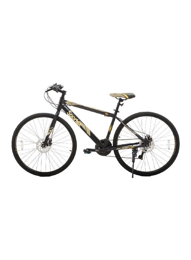 Sportex 12-Speed Mechanical Disc Brake Bicycle with Ergonomic Handlebar Black and Beige 27 Inch - Image 1