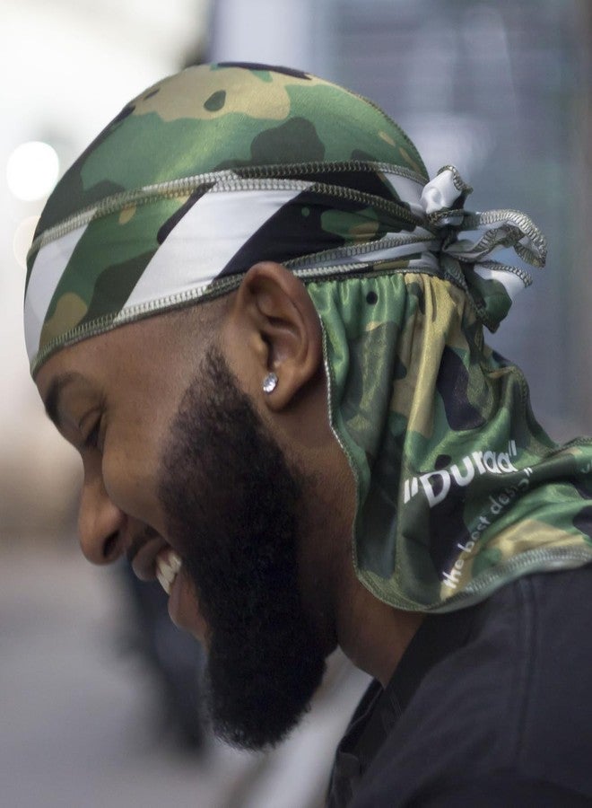 ForceWave 4PCS Silky Durags for Men 360 Waves, Designer Do Rag, 1 Wave Cap (Camou Blue BlackRed) - Image 3