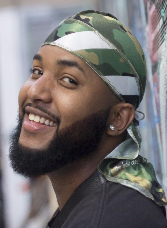 ForceWave 4PCS Silky Durags for Men 360 Waves, Designer Do Rag, 1 Wave Cap (Camou Blue BlackRed) - Image 5