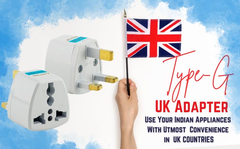 Dailyneed UK Adapter India to Hong Kong UAE Dubai Travel UK Connector for Indian Pins Type G Adapter Perfect for Laptop Camera Charger CE Pack of 1 White  - Image 2